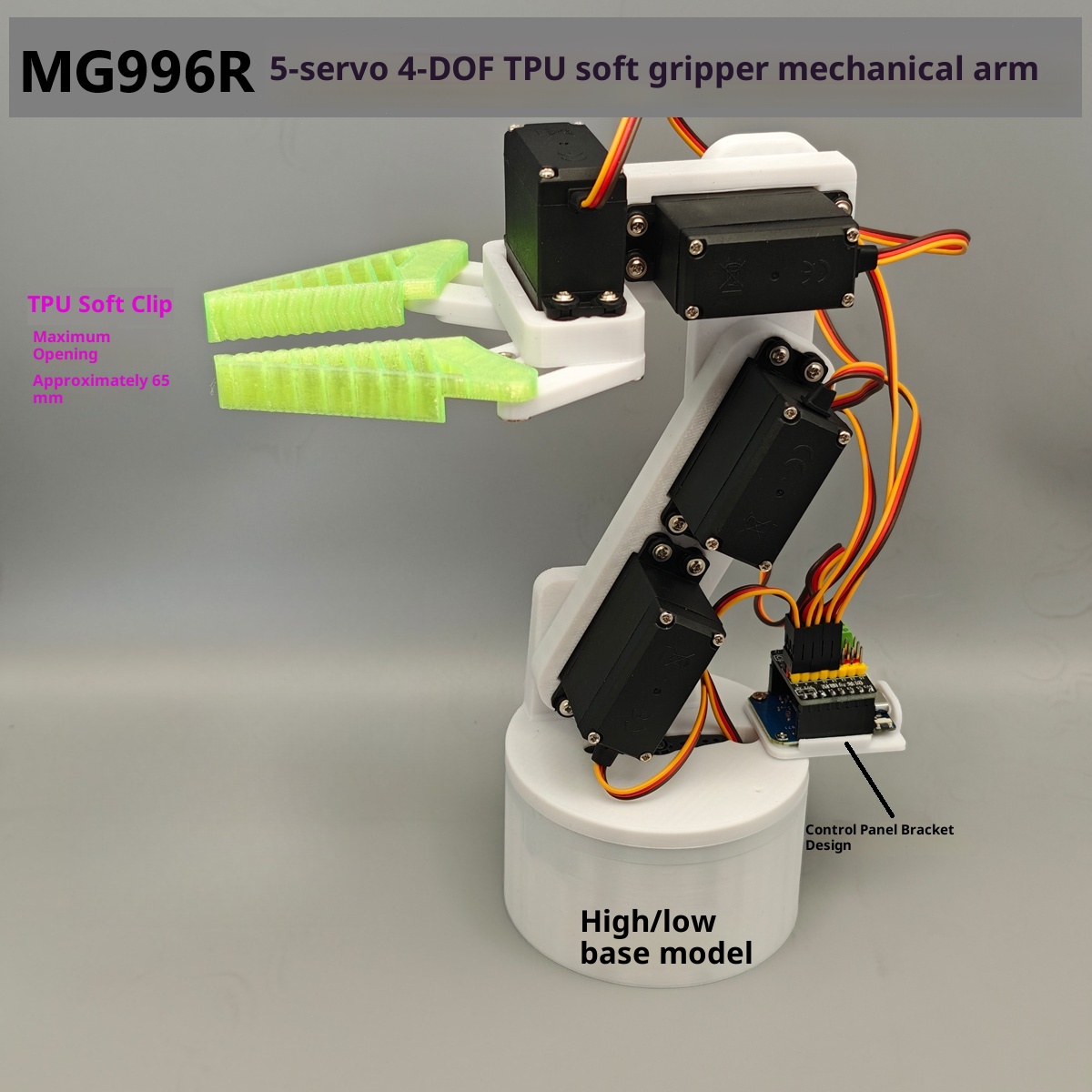 Robot Arm 5 Dof Servo - MG996R 5-assige 5-servo 4-DOF robotarm, Arduino