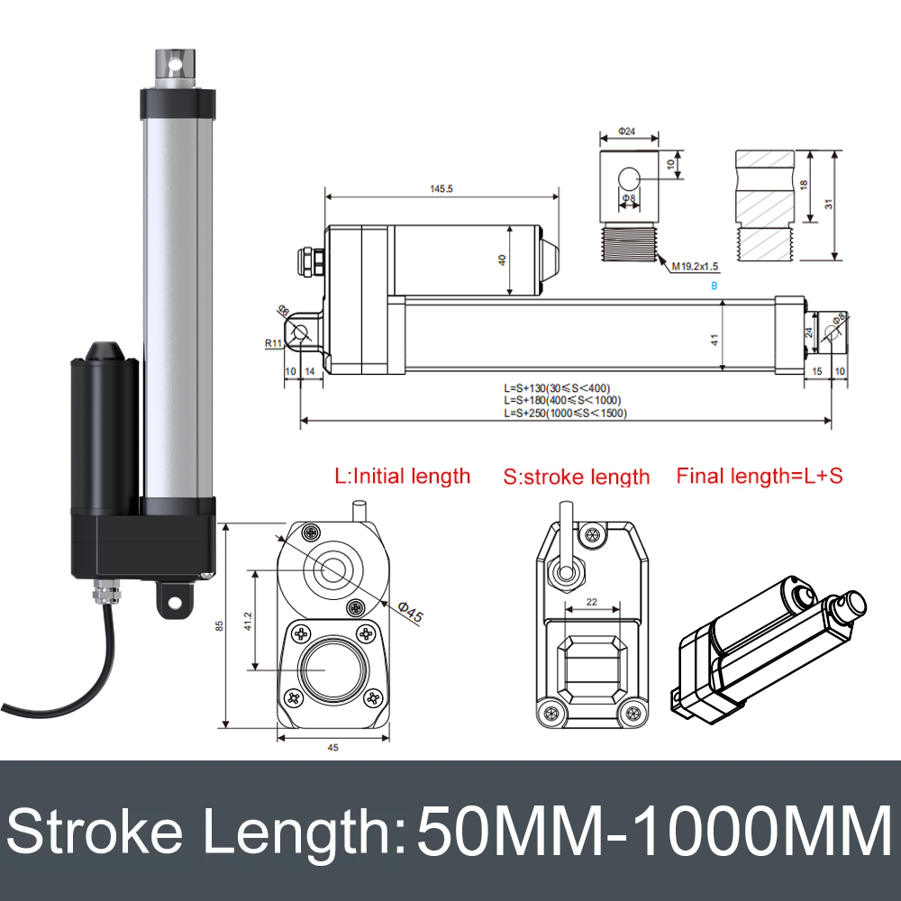 DC12V/24V lineaire actuator, s - Linear Actuator Electric 1000Mm recensie en prijs