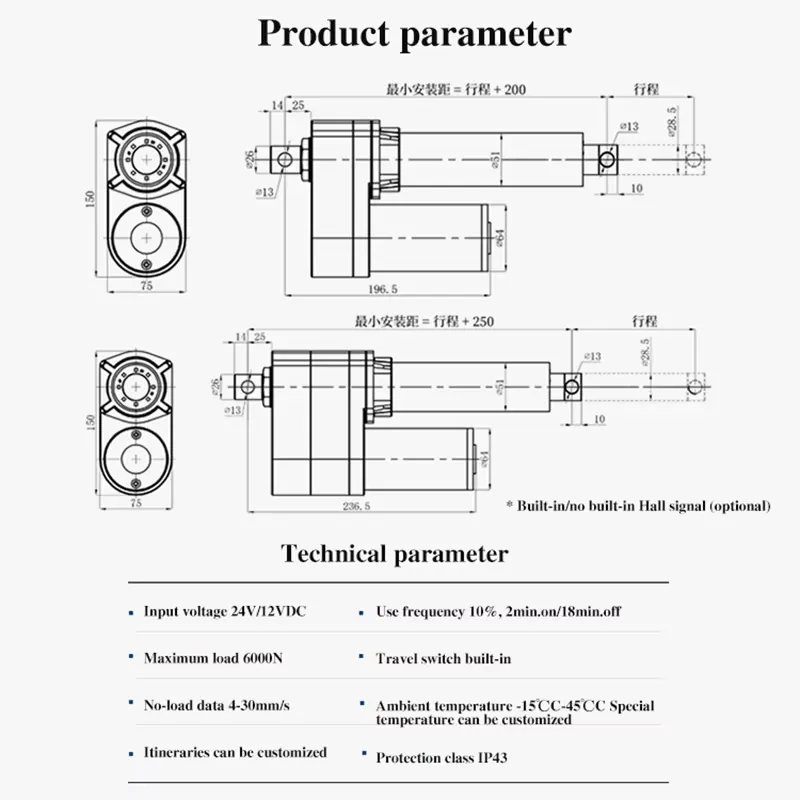 8000N 12V DC Elektrische Linea - Linear Actuator Electric 1000Mm recensie en prijs
